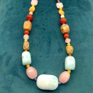 Multicolor Semiprecious Southwest Gemstone‎ Bead Necklace - 18"